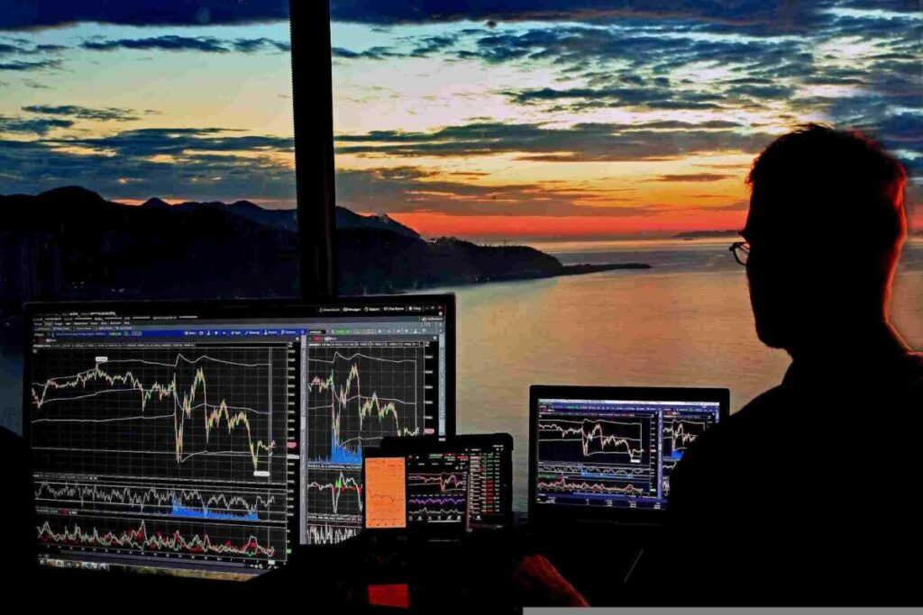 a man doing day trading