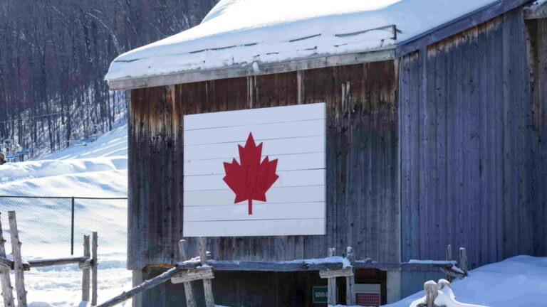 A house with the Canadian flag painted on it