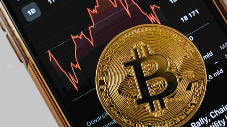 crypto chart displayed on the phone