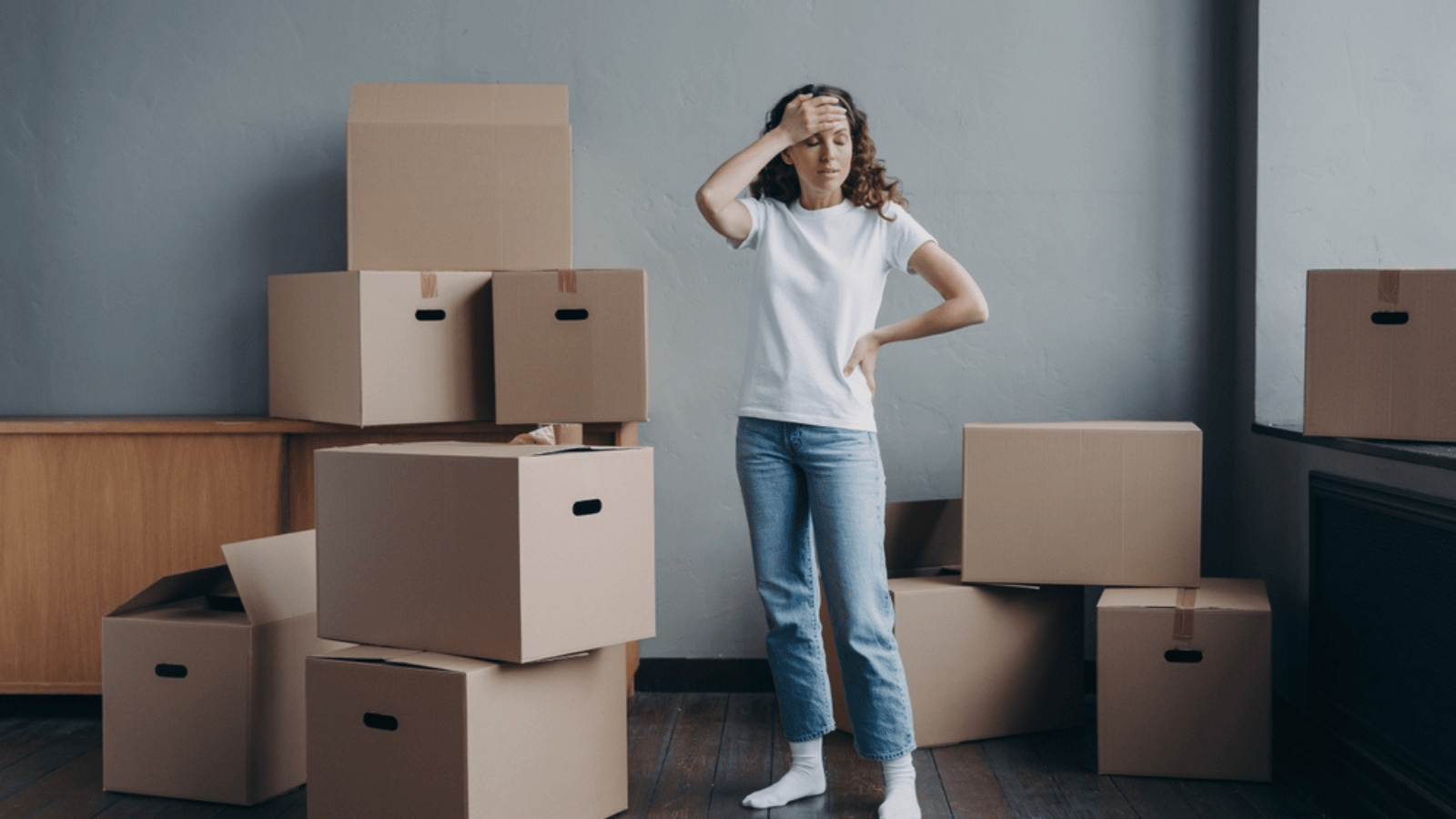 Woman with moving boxes