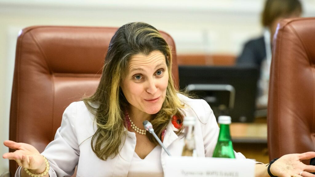 Freeland Calls Europe’s Trump Tariff Deals a ‘Historic’ Blunder and Questions Another Canada-U.S. Pact
